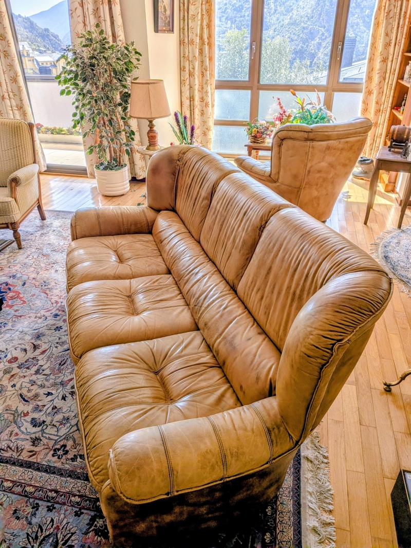 Sofá y sillón en piel